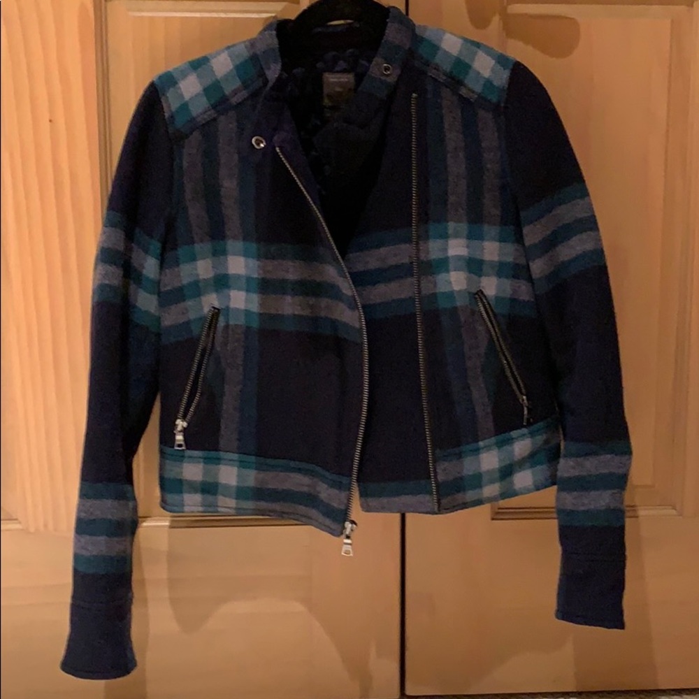 Moto style plaid jacket perfect for fall & winter